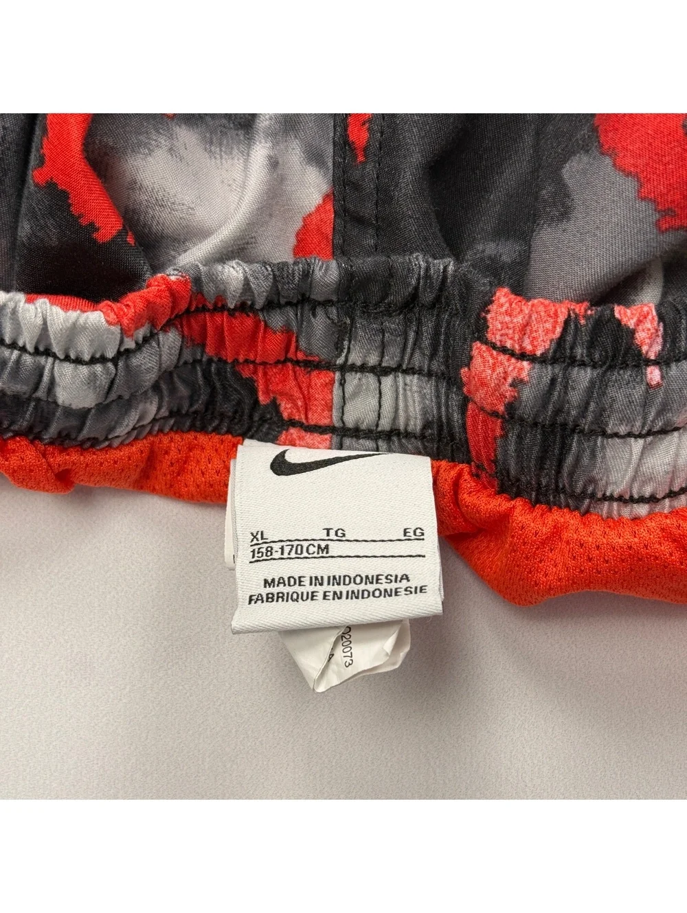 Nike Cargo Shorts Red Black Gray Graphic Print Swim Trunks - Boys XL